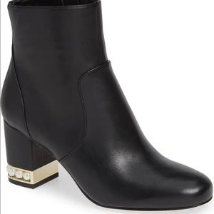 Karl Lagerfeld Sadie Pearl Heel Leather Booties